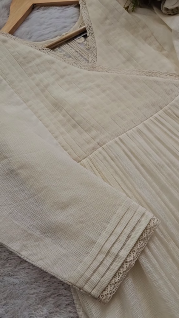 Off-White Embroidered and Appliqued Suit Fabric - Image 4